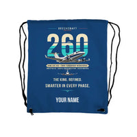 Thumbnail for Beechcraft King Air 260 - Drawstring Bag - Original + Name - Blue