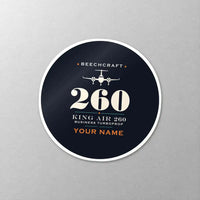 Thumbnail for Beechcraft King Air 260 - Heritage + Name - Circle Sticker - Close-up