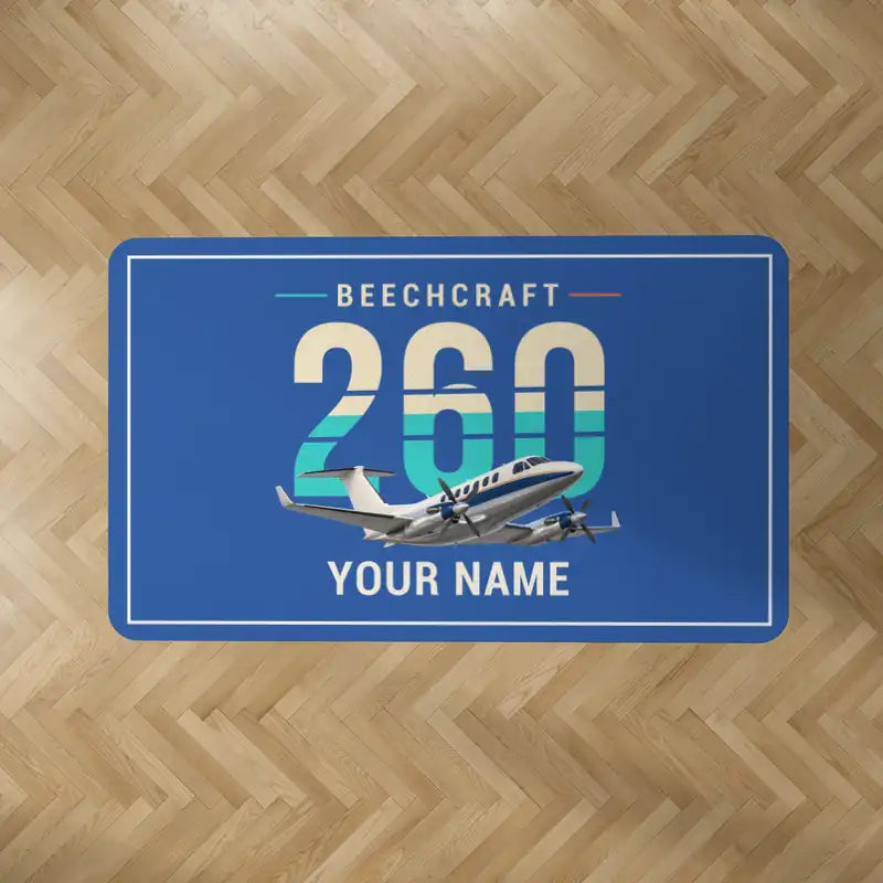 Beechcraft King Air 260 - Original + Name - Rectangle Carpet - Blue