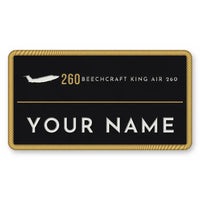 Thumbnail for Beechcraft King Air 260 Patches - Rectangle + Name - Black Gold