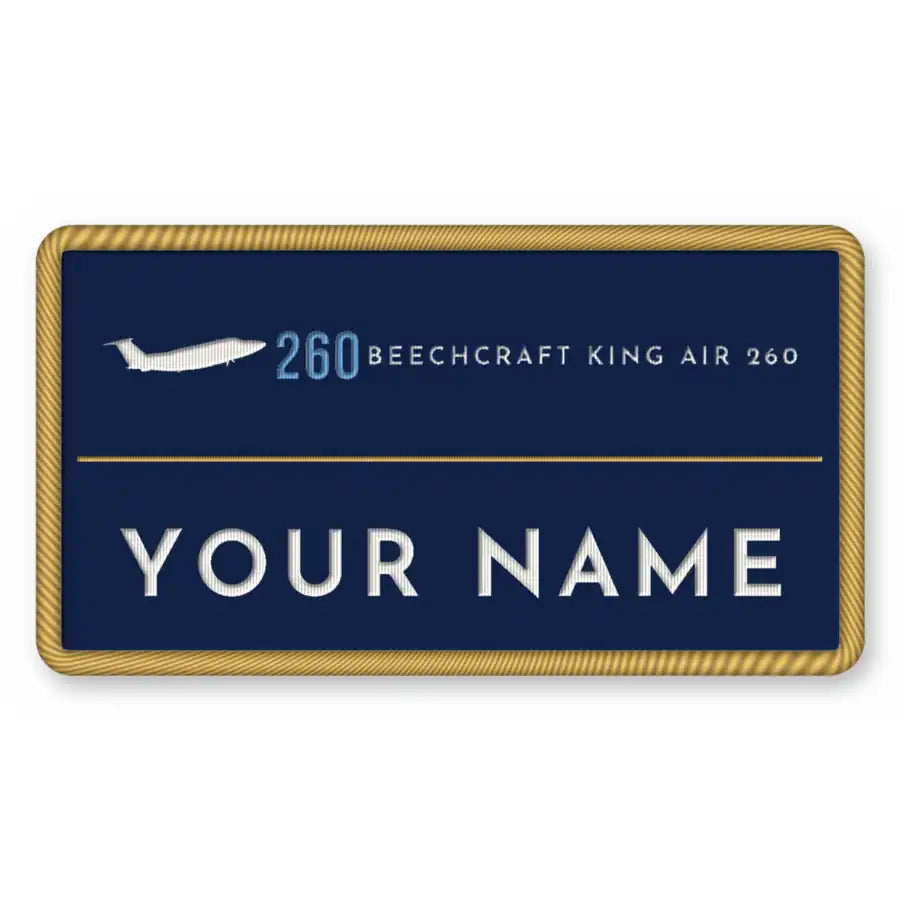 Beechcraft King Air 260 Patches - Rectangle + Name - Navy Sky