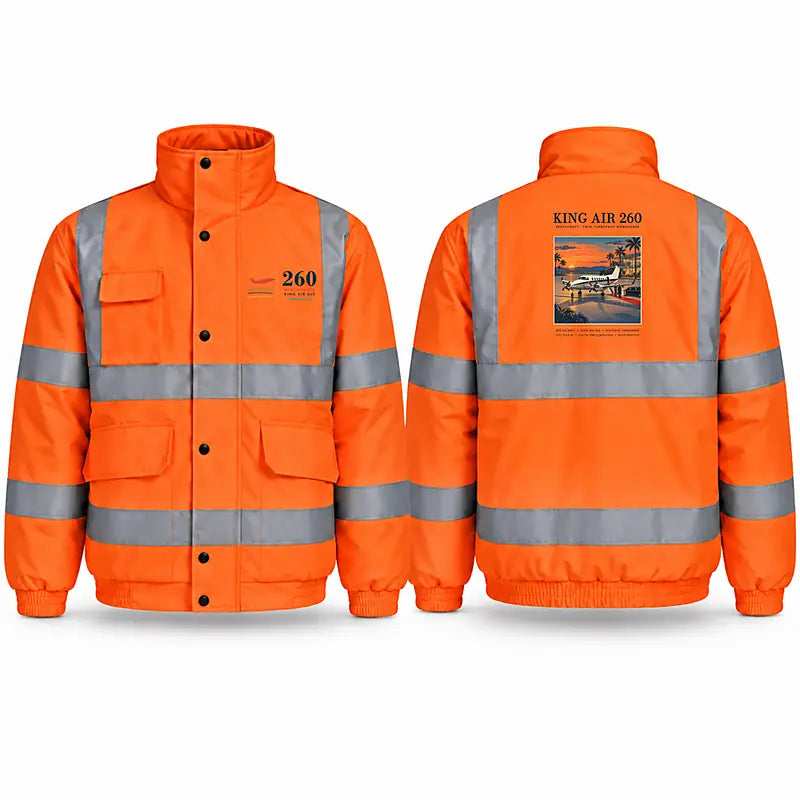 Beechcraft King Air 260 Reflective Winter Jackets - Poster - Orange