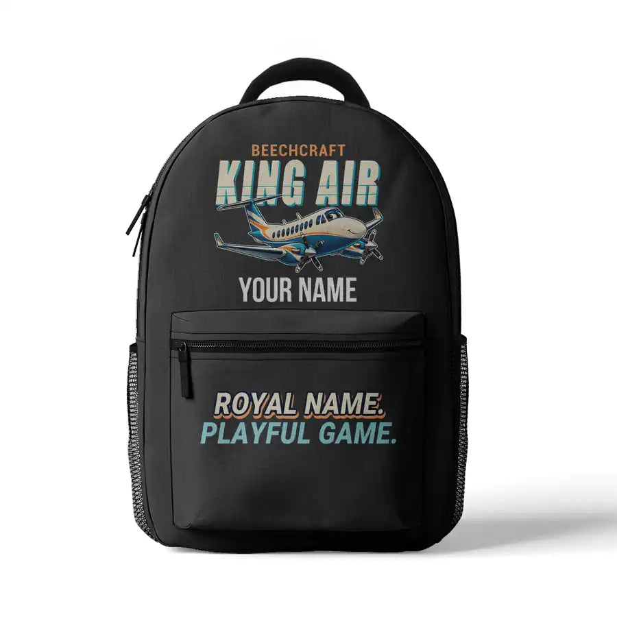 Beechcraft King Air 350i - 3D Backpack - Cartoon + Name - Gray