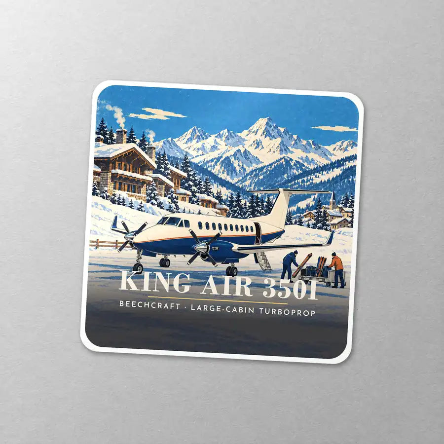 Beechcraft King Air 350i - 3D - Square Sticker - Close-up