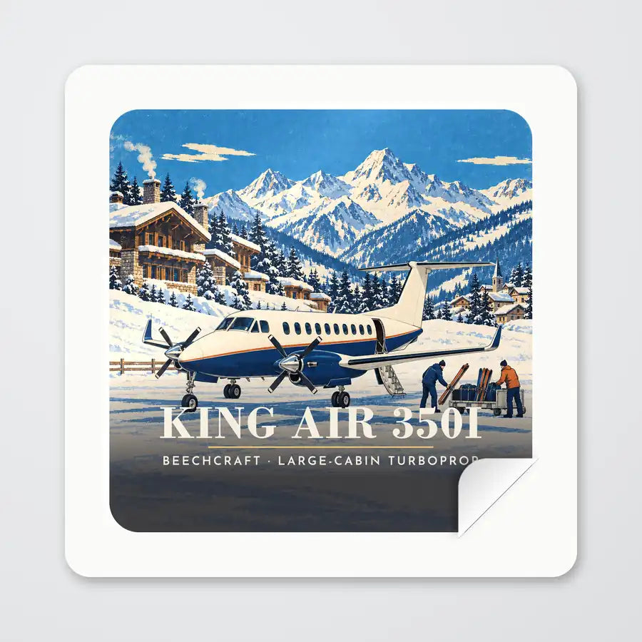 Beechcraft King Air 350i - 3D - Square Sticker - Peel