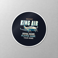 Thumbnail for Beechcraft King Air 350i - Cartoon + Name - Circle Sticker - Close-up