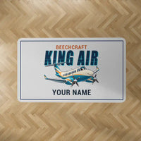 Thumbnail for Beechcraft King Air 350i - Cartoon + Name - Rectangle Carpet - Light Gray