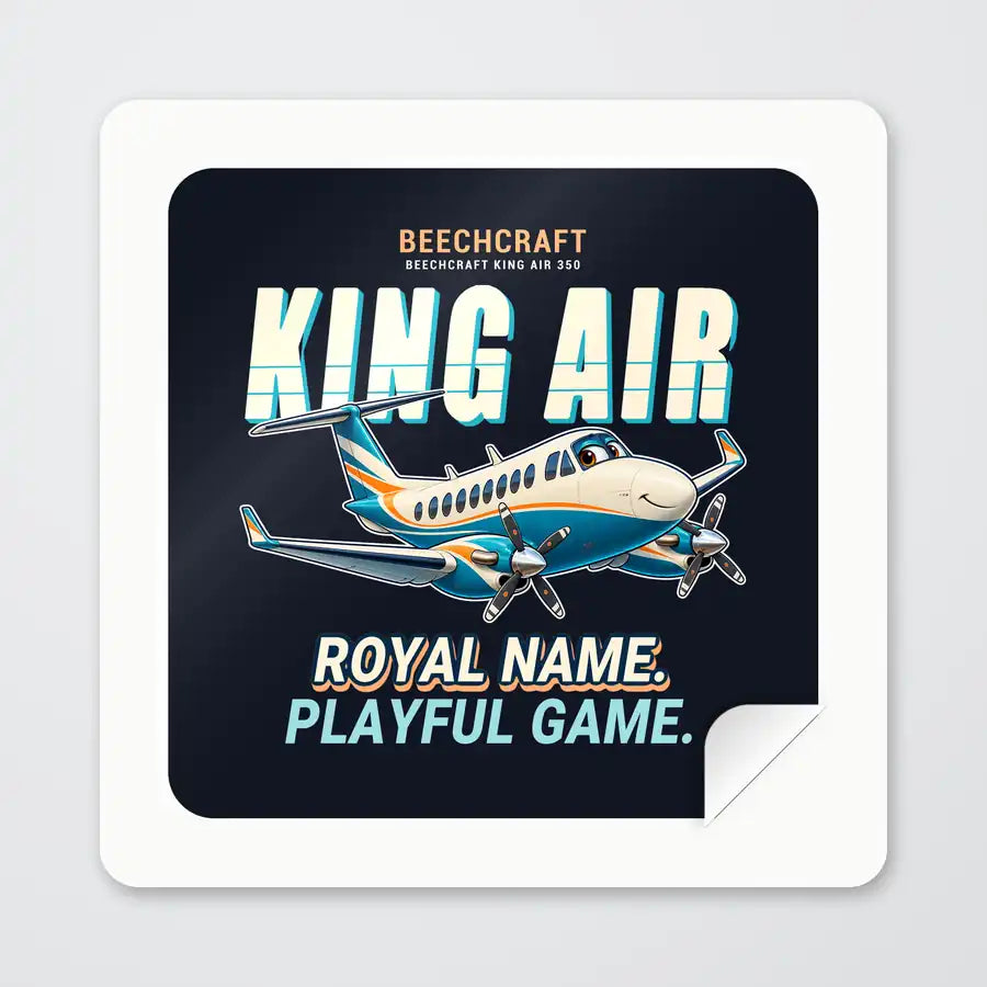 Beechcraft King Air 350i - Cartoon - Square Sticker - Peel