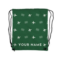 Thumbnail for Beechcraft King Air 350i - Drawstring Bag - 3D Pattern + Name - Green
