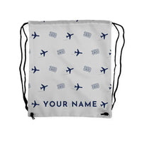 Thumbnail for Beechcraft King Air 350i - Drawstring Bag - 3D Pattern + Name - Light Gray
