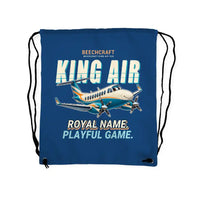 Thumbnail for Beechcraft King Air 350i - Drawstring Bag - Cartoon - Blue