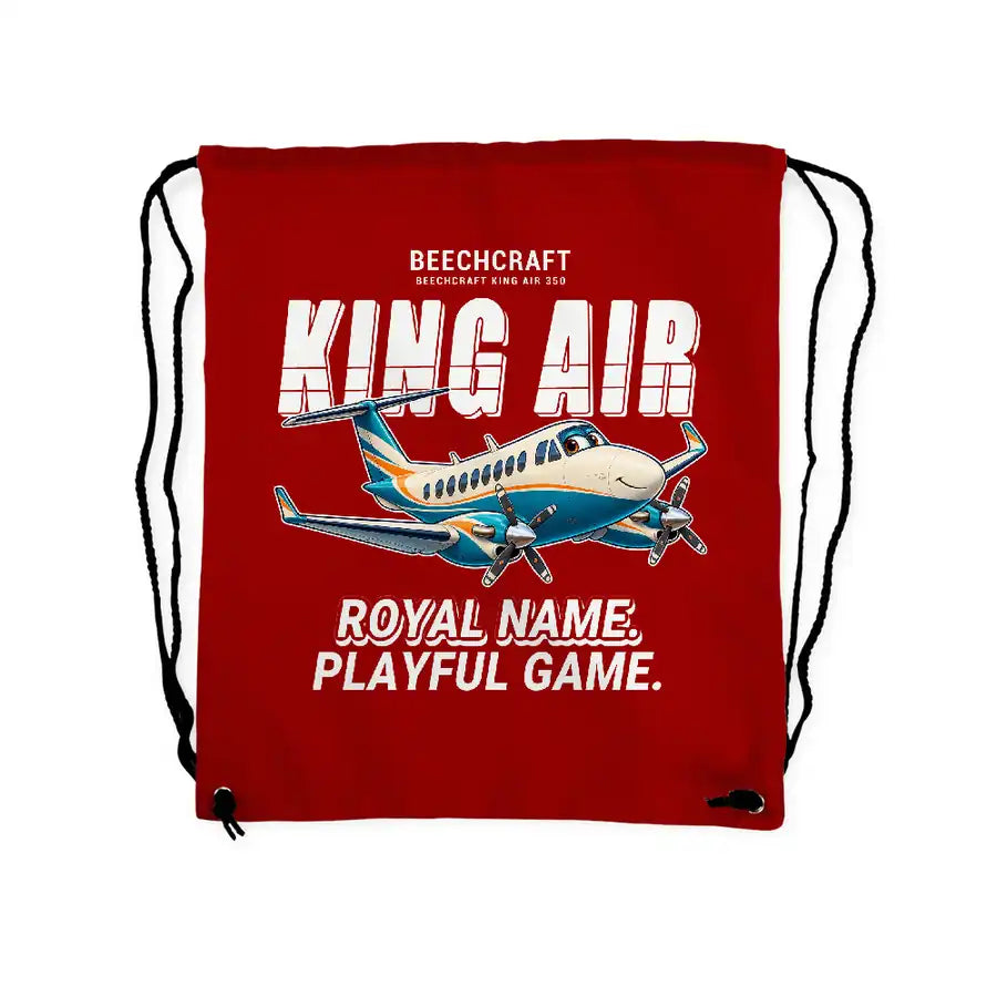 Beechcraft King Air 350i - Drawstring Bag - Cartoon - Red