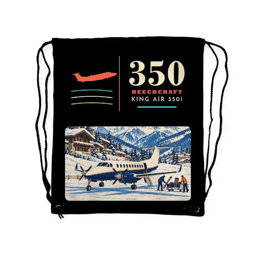 Beechcraft King Air 350i - Drawstring Bag - Classic - Black