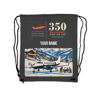 Thumbnail for Beechcraft King Air 350i - Drawstring Bag - Classic + Name - Gray