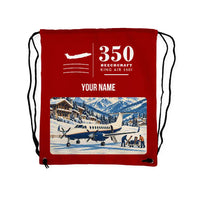 Thumbnail for Beechcraft King Air 350i - Drawstring Bag - Classic + Name - Red