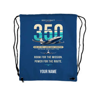 Thumbnail for Beechcraft King Air 350i - Drawstring Bag - Original + Name - Blue