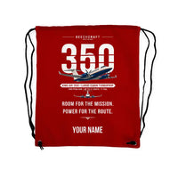 Thumbnail for Beechcraft King Air 350i - Drawstring Bag - Original + Name - Red
