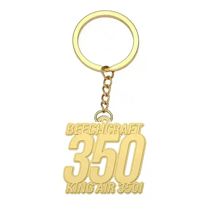 Beechcraft King Air 350i - Hollow Key Chain - Tag - Gold