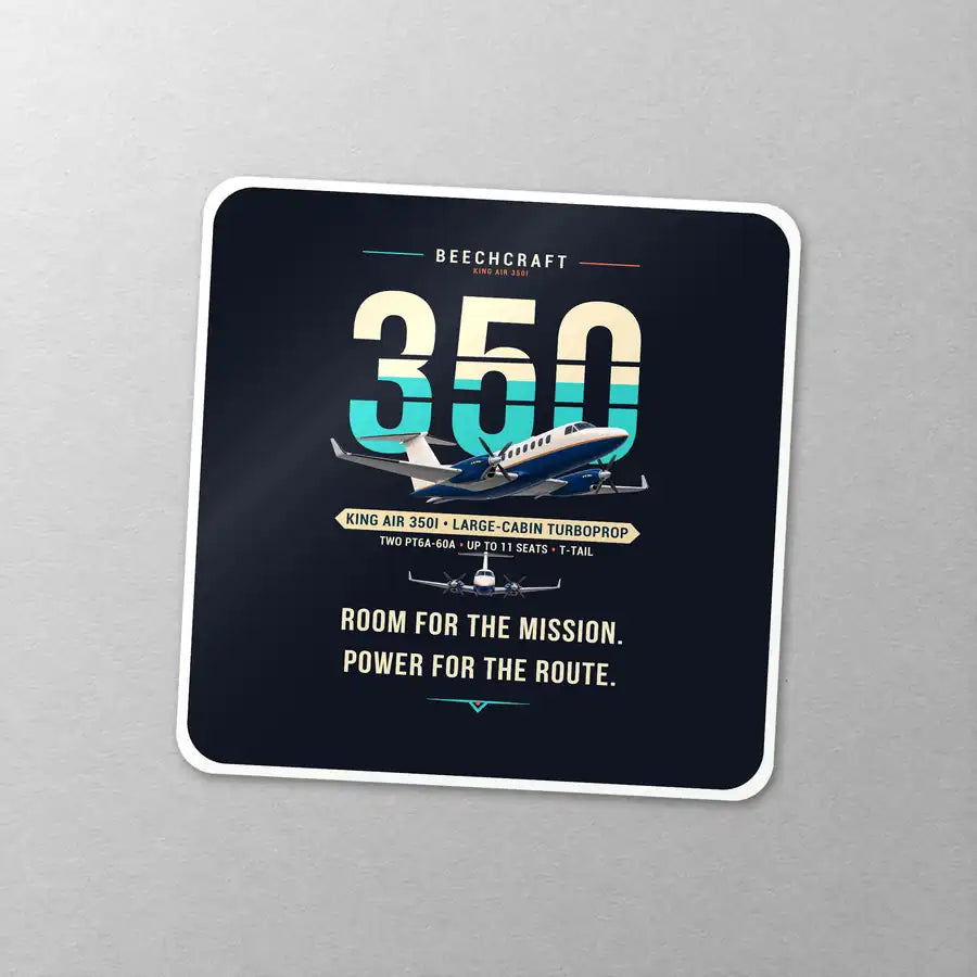 Beechcraft King Air 350i - Original - Square Sticker - Close-up