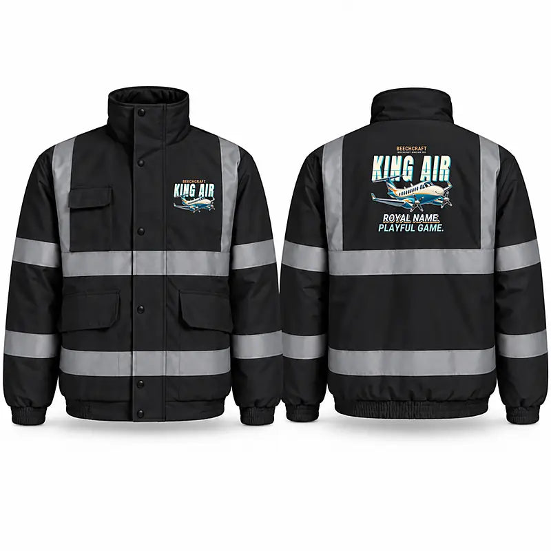 Beechcraft King Air 350i Reflective Winter Jackets - Cartoon - Black
