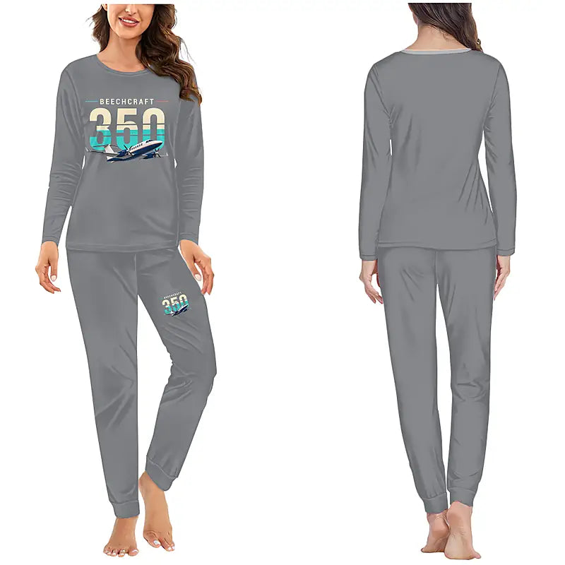 Beechcraft King Air 350i - Women Pajamas - Original Chest - Gray