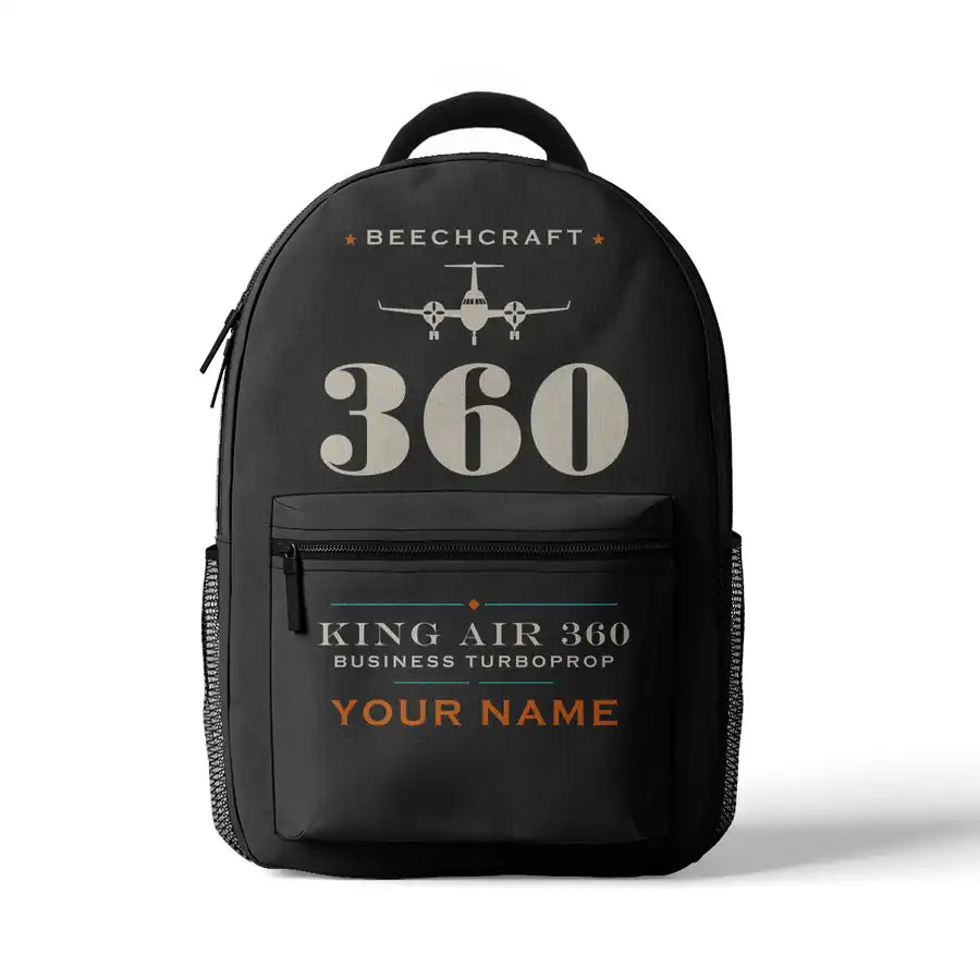 Beechcraft King Air 360 - 3D Backpack - Heritage + Name - Gray