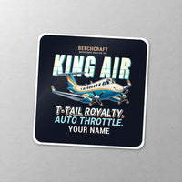 Thumbnail for Beechcraft King Air 360 - Cartoon + Name - Square Sticker - Close-up
