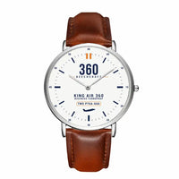 Thumbnail for Beechcraft King Air 360 - Classic - White - Slim Leather - Silver and Brown Leather Strap