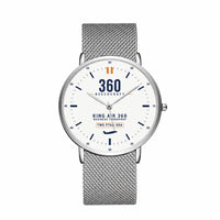 Thumbnail for Beechcraft King Air 360 - Classic - White - Slim Mesh - Silver and Silver Stainless Steel Strap