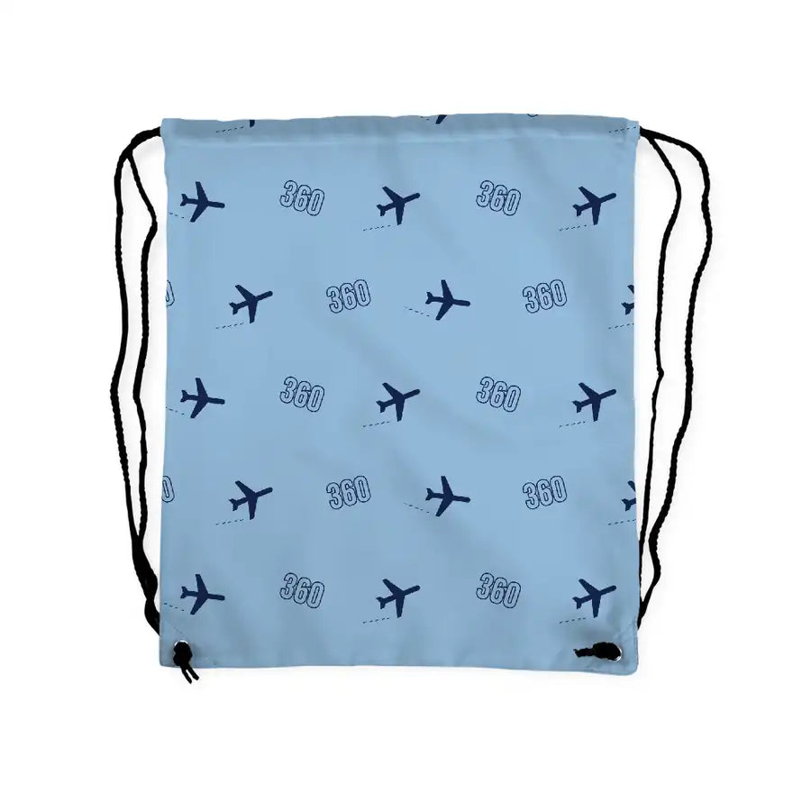 Beechcraft King Air 360 - Drawstring Bag - 3D Pattern - Light Blue