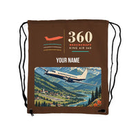 Thumbnail for Beechcraft King Air 360 - Drawstring Bag - Classic + Name - Brown