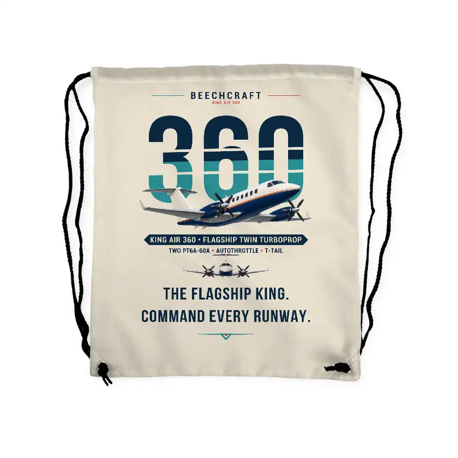 Beechcraft King Air 360 - Drawstring Bag - Original - Beige