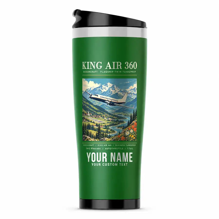 Beechcraft King Air 360 - Poster + Name - Stainless Steel (No Holder) - Green