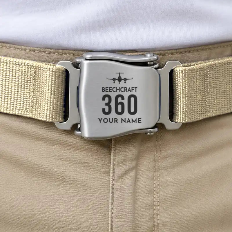 Beechcraft King Air 360 - Seat Belt - Heritage + Name - Beige