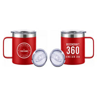 Thumbnail for Beechcraft King Air 360 - Stainless Steel Mug - Tag + Name - Red