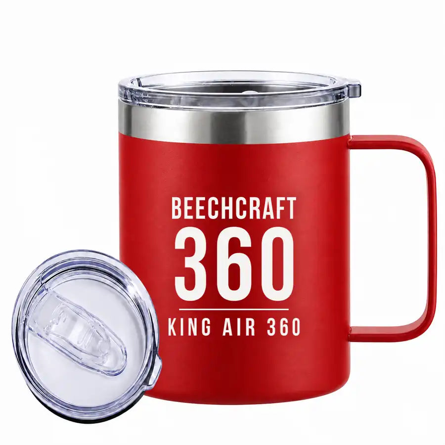 Beechcraft King Air 360 - Stainless Steel Mug - Tag - Red