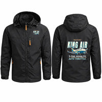 Thumbnail for Beechcraft King Air 360 Stylish Jackets - Hooded Windbreaker - Cartoon - Black