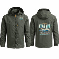 Thumbnail for Beechcraft King Air 360 Stylish Jackets - Hooded Windbreaker - Cartoon - Olive Green