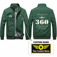Thumbnail for Beechcraft King Air 360 Stylish Jackets - Stand Collar - Heritage + Name - Green