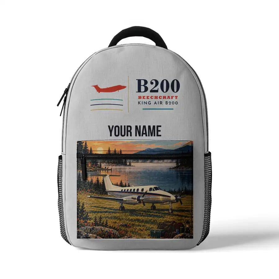 Beechcraft King Air B200 - 3D Backpack - White + Name