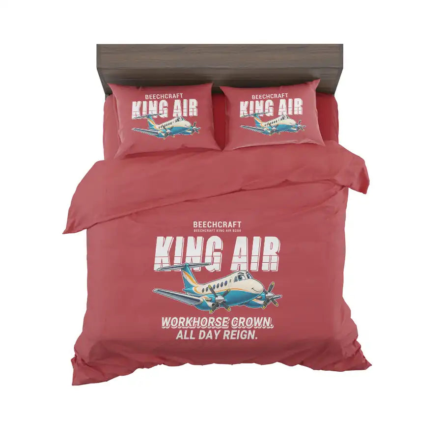 Beechcraft King Air B200 - Cartoon - Bedding Set - Red