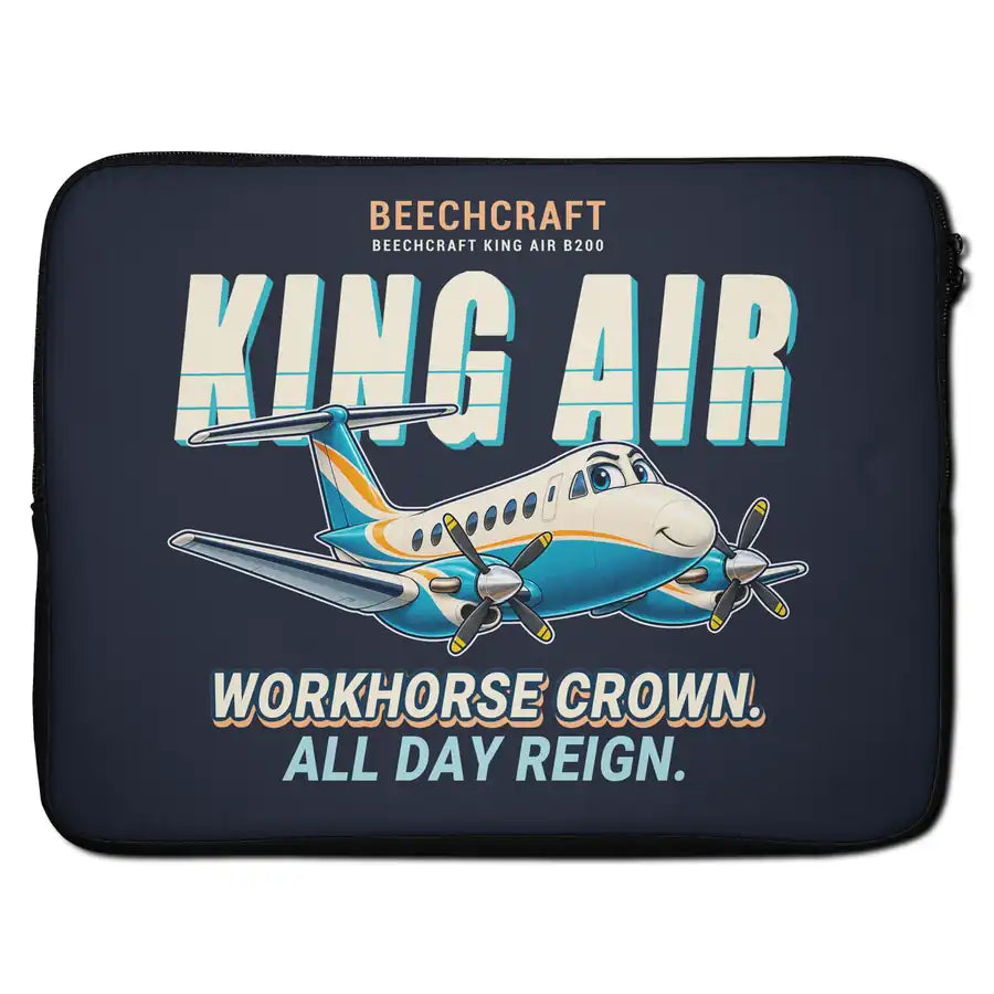 Beechcraft King Air B200 - Cartoon - Laptop Sleeve