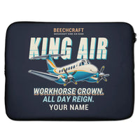 Thumbnail for Beechcraft King Air B200 - Cartoon + Name - Laptop Sleeve