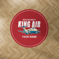 Thumbnail for Beechcraft King Air B200 - Cartoon + Name - Round Carpet - Red