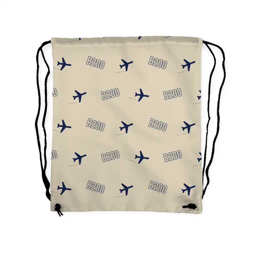 Beechcraft King Air B200 - Drawstring Bag - 3D Pattern - Beige