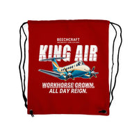 Thumbnail for Beechcraft King Air B200 - Drawstring Bag - Cartoon - Red