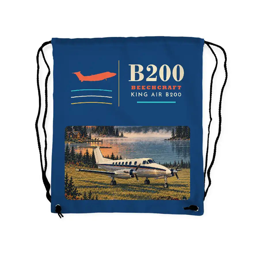 Beechcraft King Air B200 - Drawstring Bag - Classic - Blue