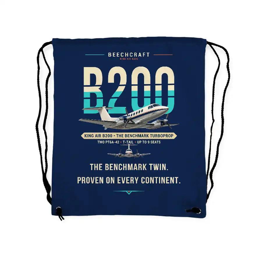 Beechcraft King Air B200 - Drawstring Bag - Original - Dark Blue