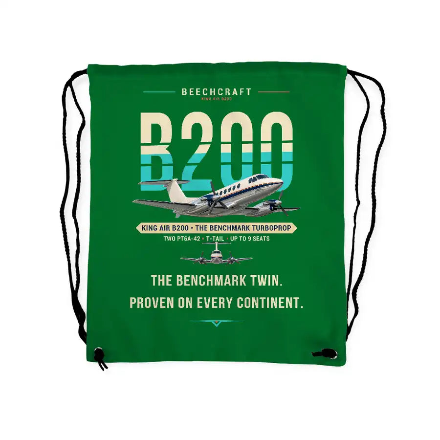 Beechcraft King Air B200 - Drawstring Bag - Original - Green
