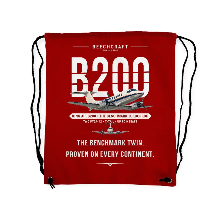Beechcraft King Air B200 - Drawstring Bag - Original - Red